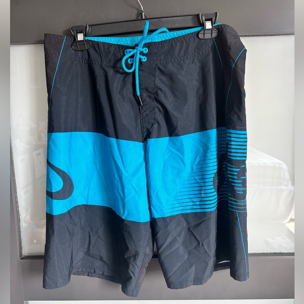 Oakley Black and Bright Blue Board Shorts